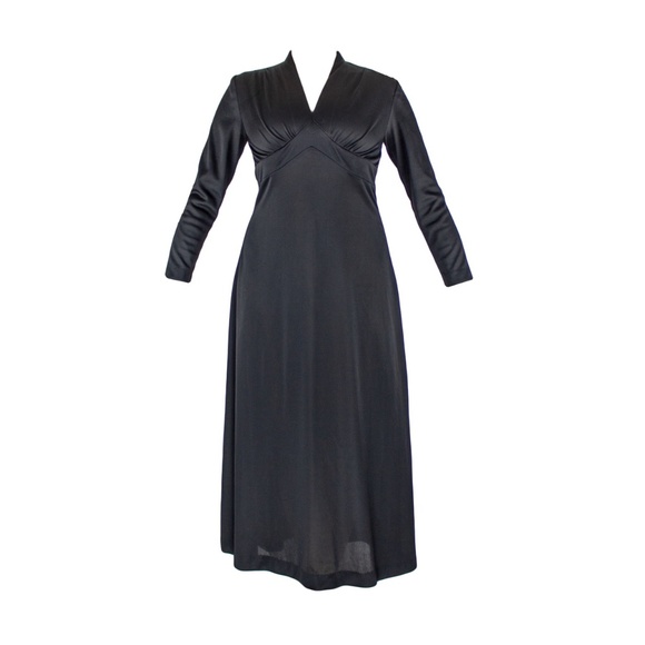 Vintage Black Long Sleeve Goth Maxi Dress - Picture 1 of 4